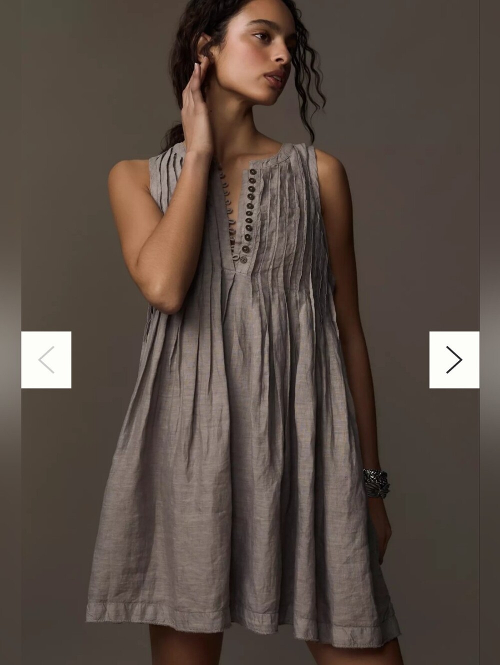 Anthropologie Sleeveless Pintuck Tunic - Taupe Gray